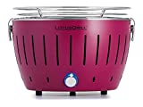LotusGrill Small Compact púrpura modelo más pequeño 28 cm de diámetro de bajo humo carbón / parrilla de mesa Alimentado por conexión USB o banco de energía